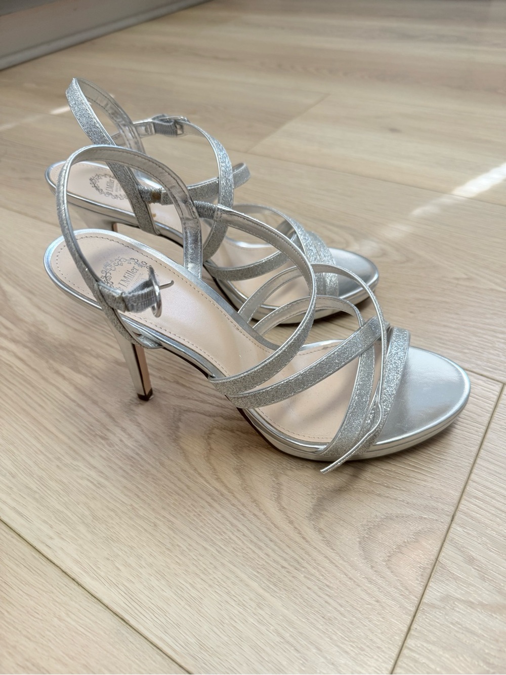 I. Miller Womens Silver Ricole Open Toe Cone Heel Pumps woman’s size 9